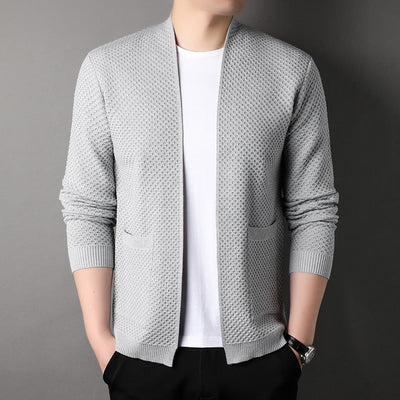 Men’s Blazer – Tailored Fit – Soft Knit – Open Front – Ribbed Cuffs – Smart Casual