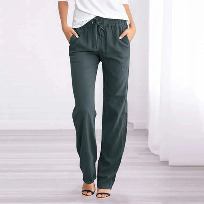 Women's Casual Trousers - Relaxed Fit - Elastic Waist - Breathable Lightweight Fabric