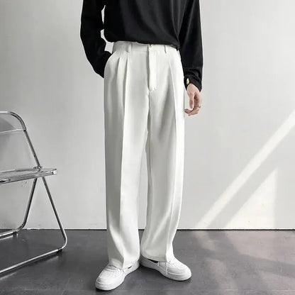 Men’s Trousers – Wide Leg – Relaxed Fit – Pleated Front – Lightweight Casual Wear