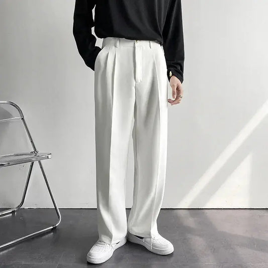 Men’s Trousers – Wide Leg – Relaxed Fit – Pleated Front – Lightweight Casual Wear