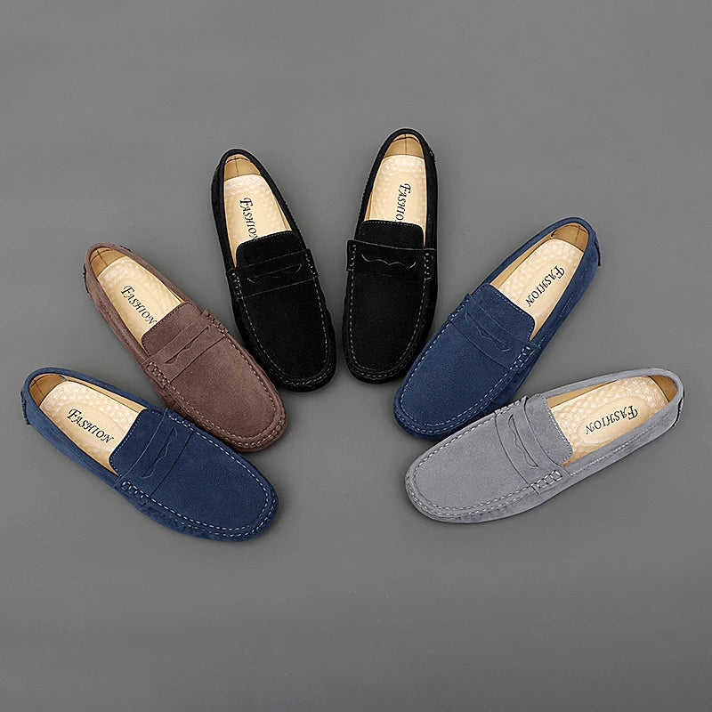 Men’s Slip-On Shoes – Lightweight Moccasin Style – Cushioned Lining – Outdoor Casual Wear