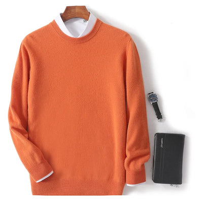 Men’s Crew Neck Sweater - Soft Knit - Wool Blend - Ribbed Cuffs & Hem - Regular Fit