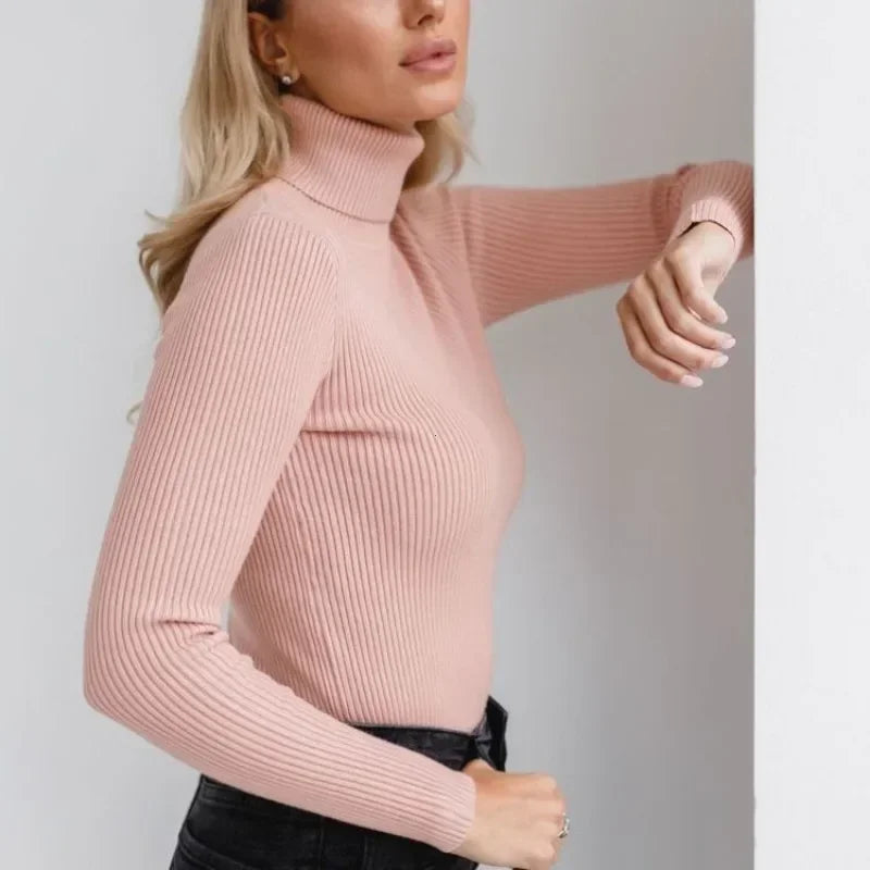 Women's ribbed turtleneck sweater