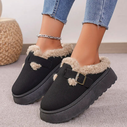 Retro fleece loafers for women