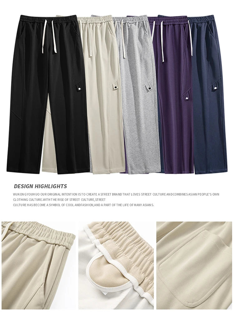 Men’s Relaxed Fit Trousers - Soft Cotton Blend - Drawstring Waist - Casual Everyday Wear