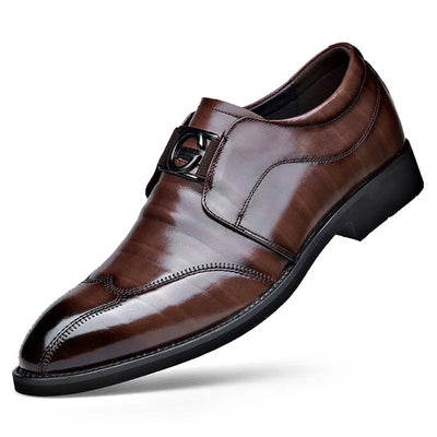Men’s Leather Dress Shoes - Slip-On - Pointed Toe - Elegant Formal Wear