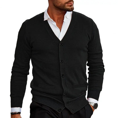 Men's casual knitted v-neck cardigan