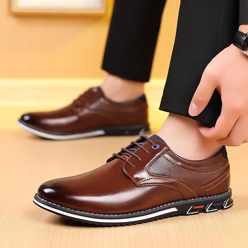 Men's casual outdoor pointed toe pu leather shoes