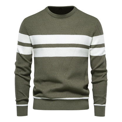 Men's warm casual sweater with white stripes