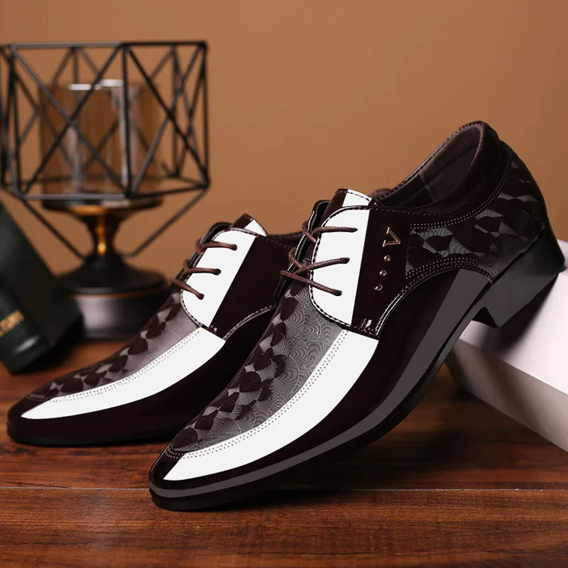 Men's shiny pu leather pointed toe shoes