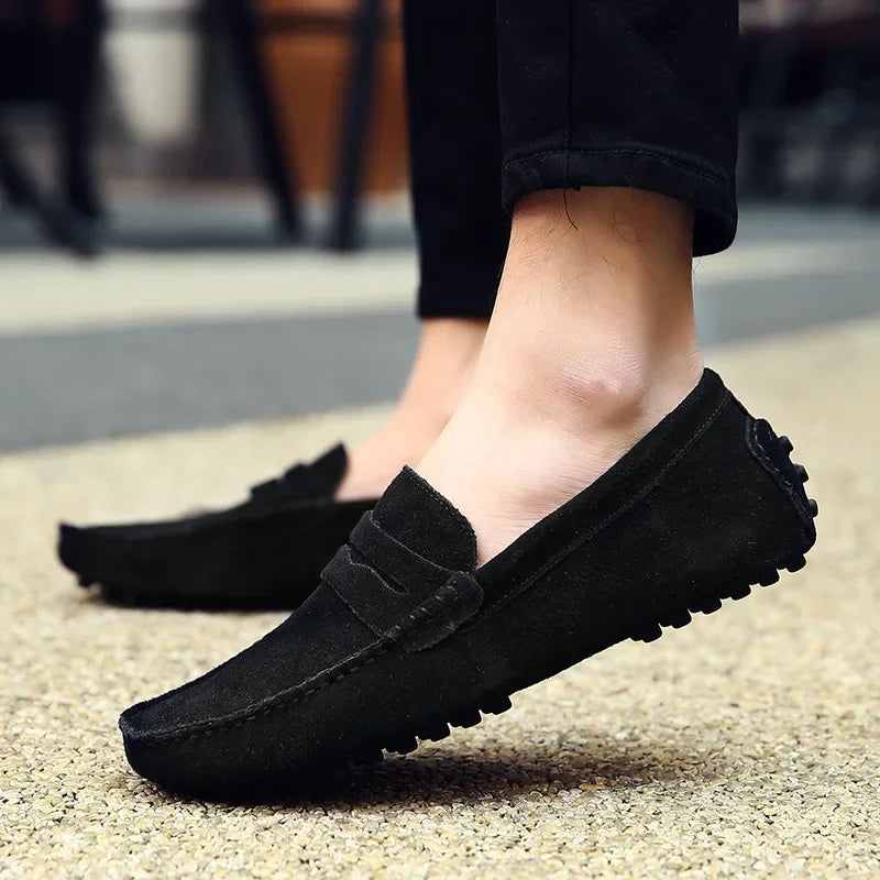 Men’s Loafers – Suede Feel – Slip-On – Moc Toe – Penny Strap – Gripped Sole