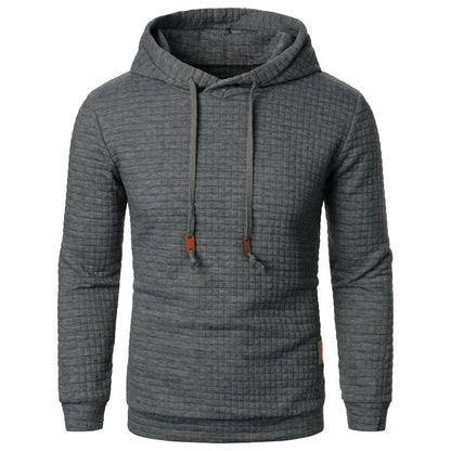 Men's casual check pattern hoodie sweatshirt