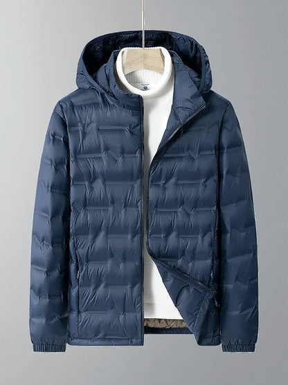 Men's casual lightweight winter jacket with hood