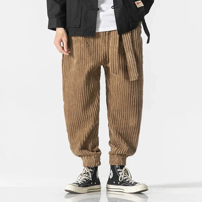Men’s Corduroy Joggers – Relaxed Fit – Elastic Waist & Cuffs – Casual Tapered Trousers