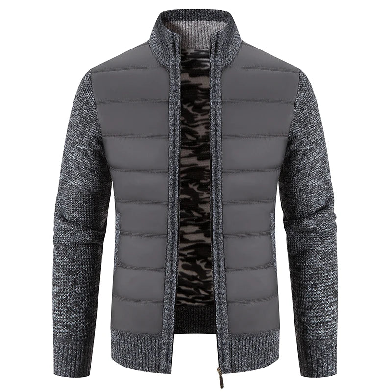 Men's knitted casual jacket with zipper