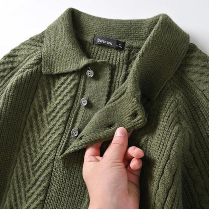 Men's knitted slim fit lapel sweater