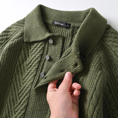 Men's knitted slim fit lapel sweater