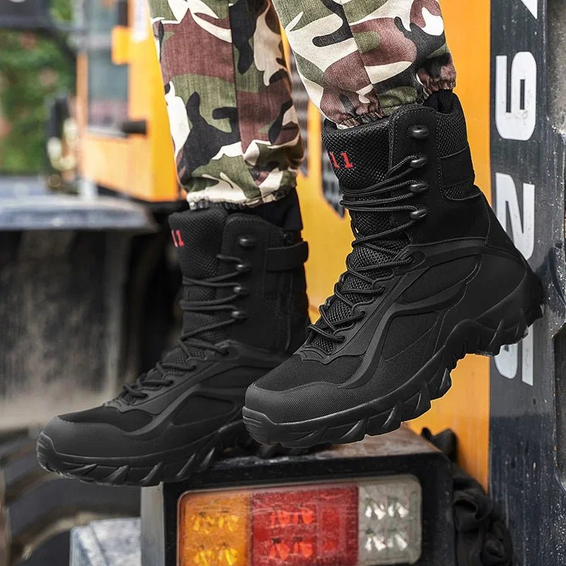 Men’s Tactical Boots – Waterproof – Ankle Support – Breathable Mesh – Rugged Grip Sole