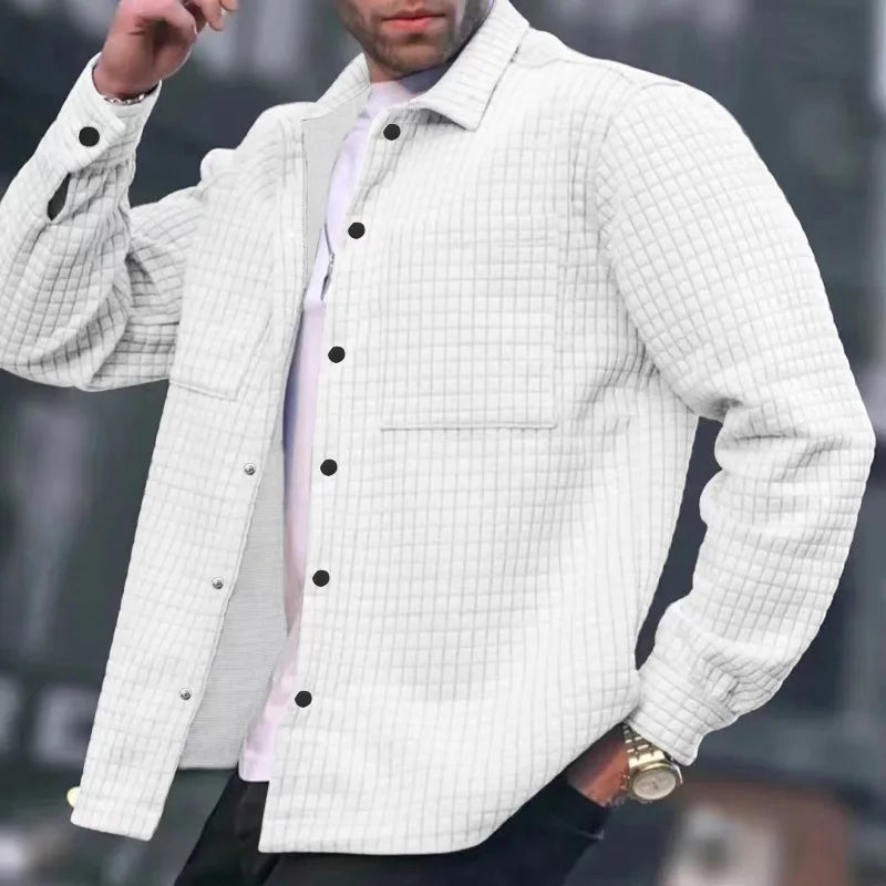 Men’s Quilted Shirt Jacket – Relaxed Fit – Button Front – Casual Layer