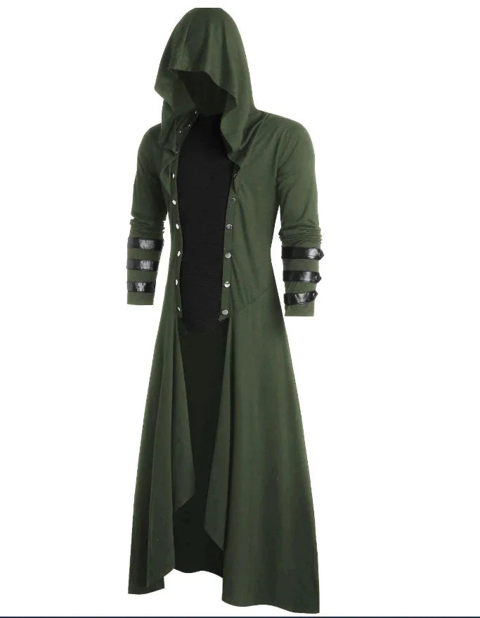 Medieval retro jacket with hood for men