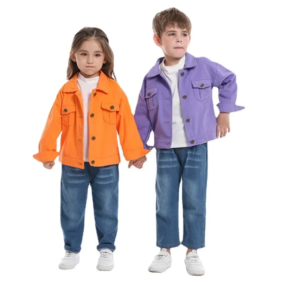 Children's long sleeve candy-colored denim jacket for autumn