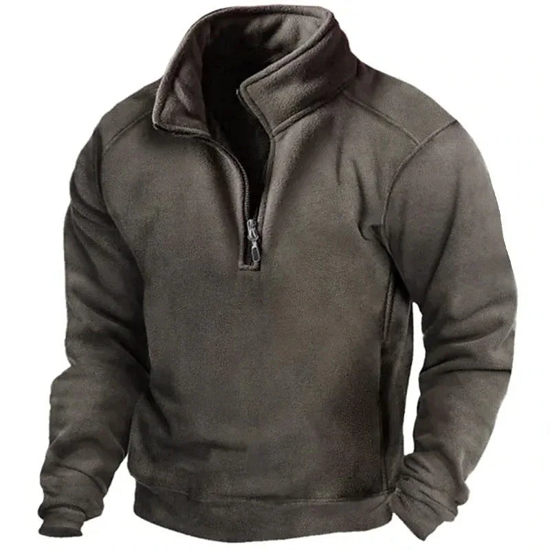 Men's casual half-zip sweatshirt with stand-up collar