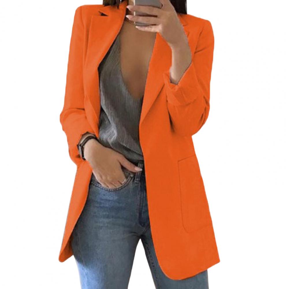 Women’s Blazer – Tailored Fit – Hip Length – Notch Lapel – Open Front – Large Pockets