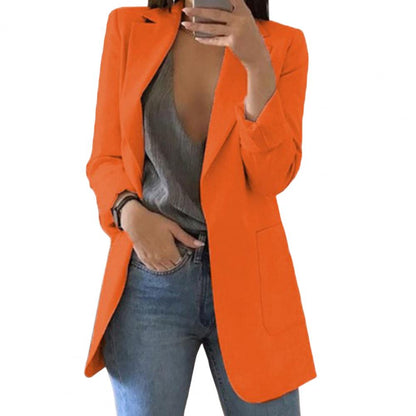 Women’s Blazer – Tailored Fit – Hip Length – Notch Lapel – Open Front – Large Pockets