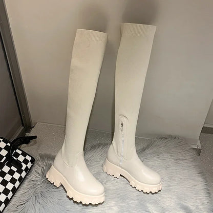 Over-the-knee stretch boots for women