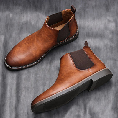 Men’s Chelsea Boots – Leather – Elastic Sides – Ankle Length – Classic Fit
