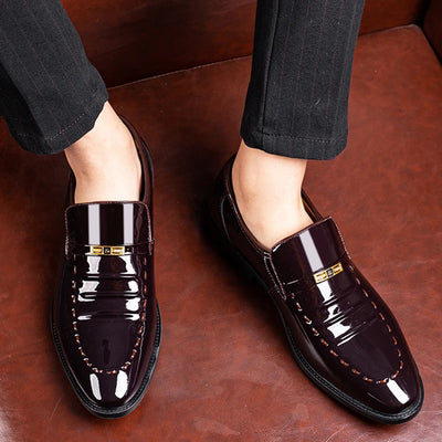 Men’s Patent Leather Loafers – Slip-On Formal Shoes – Elegant & Polished Finish