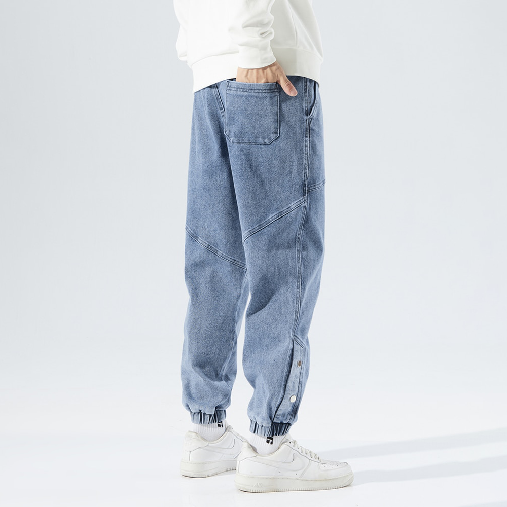 Men’s Denim Joggers – Relaxed Fit – Elastic Waist & Cuffs – Multi-Pocket Casual Wear