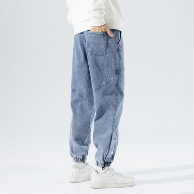Men’s Denim Joggers – Relaxed Fit – Elastic Waist & Cuffs – Multi-Pocket Casual Wear