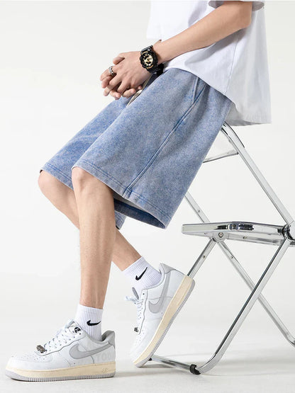 Men’s Casual Shorts – Relaxed Fit – Cotton Blend – Elastic Waist – Knee Length