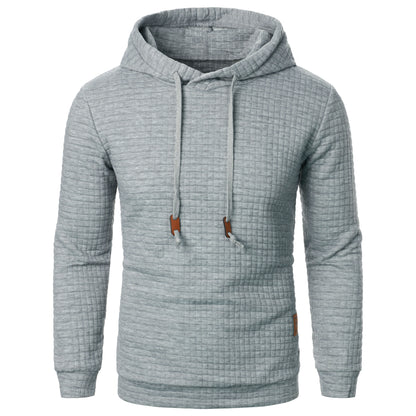 Men's casual check pattern hoodie sweatshirt