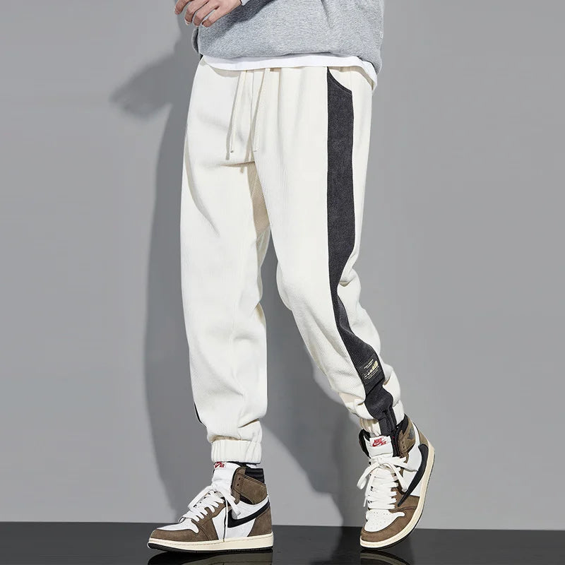 Men's corduroy patchwork pants