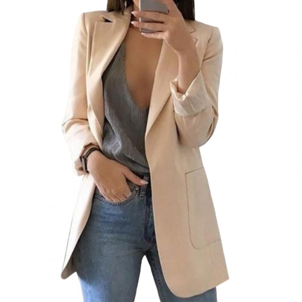 Women’s Blazer – Tailored Fit – Hip Length – Notch Lapel – Open Front – Large Pockets