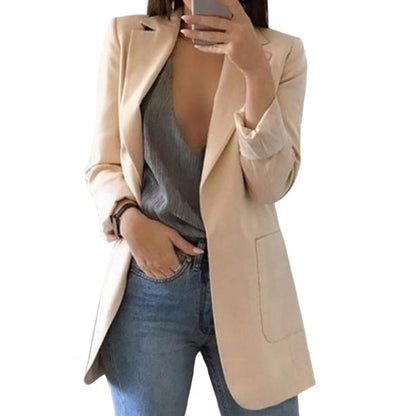 Women’s Blazer – Tailored Fit – Hip Length – Notch Lapel – Open Front – Large Pockets