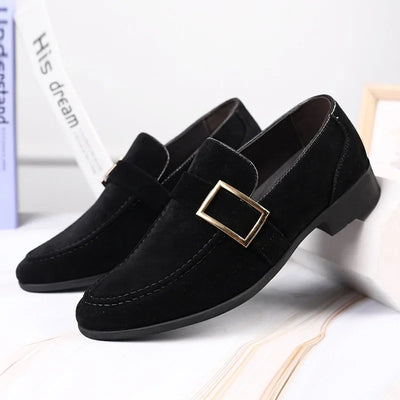 Men’s Loafers – Imitation Suede – Slip-On – Decorative Buckle – Classic Fit