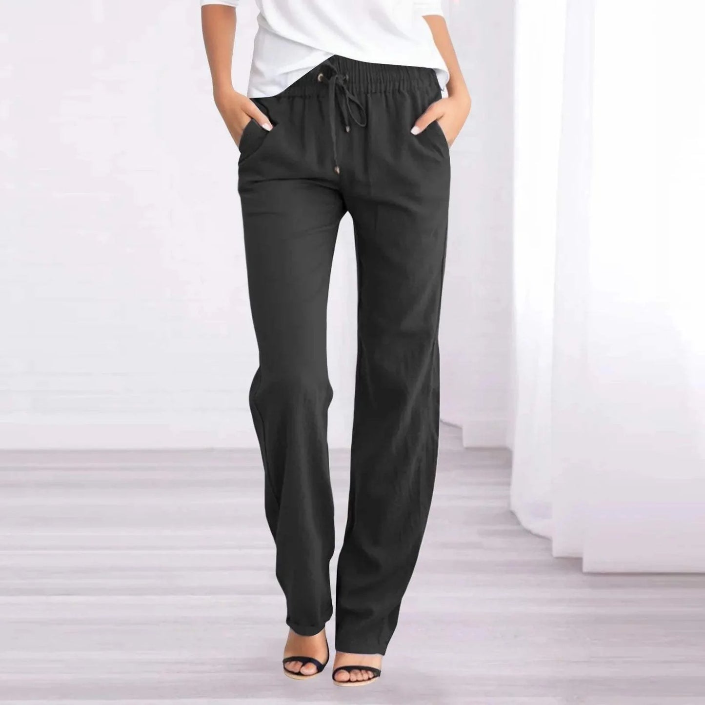 Women's Casual Trousers - Relaxed Fit - Elastic Waist - Breathable Lightweight Fabric