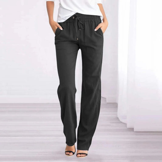 Women's Casual Trousers - Relaxed Fit - Elastic Waist - Breathable Lightweight Fabric