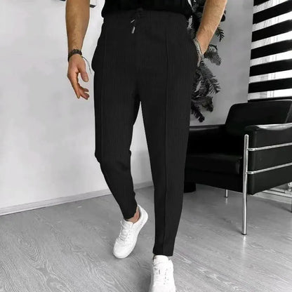 Men’s Tailored Jogger Pants - Textured Fabric - Slim Tapered Fit - Elastic Waistband