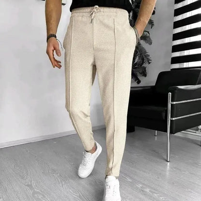 Men’s Tailored Jogger Pants - Textured Fabric - Slim Tapered Fit - Elastic Waistband