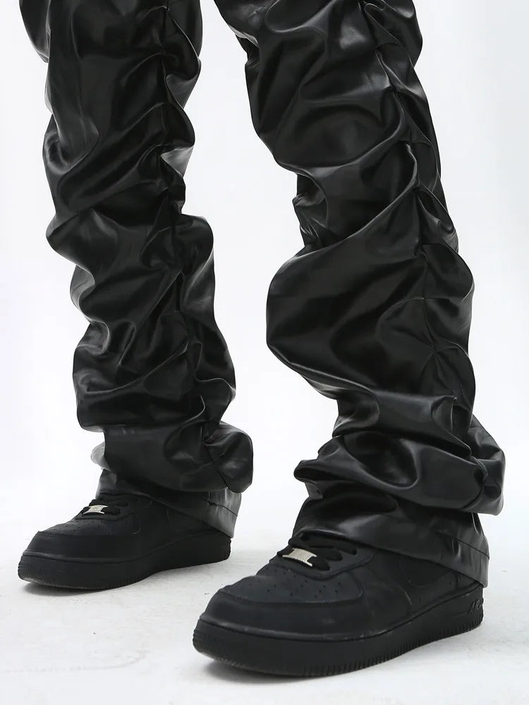 Men’s Leather Trousers - Relaxed Fit - Full Length - Sleek Durable Design