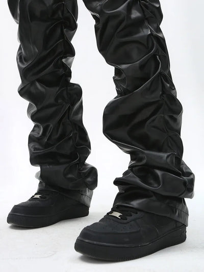 Men’s Leather Trousers - Relaxed Fit - Full Length - Sleek Durable Design