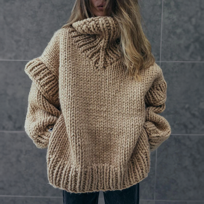 Women's oversized sweater with turtleneck