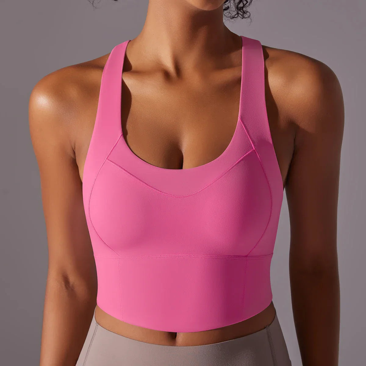 Women’s Sports Bra – Snug Fit – Racerback – Scoop Neck – Breathable Stretch Blend
