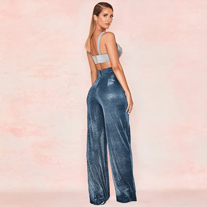 Women's fashion high waisted wide leg pants