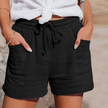 Women's Casual Shorts - Lightweight Breathable Fabric - Elastic Waist with Drawstring - Relaxed Fit