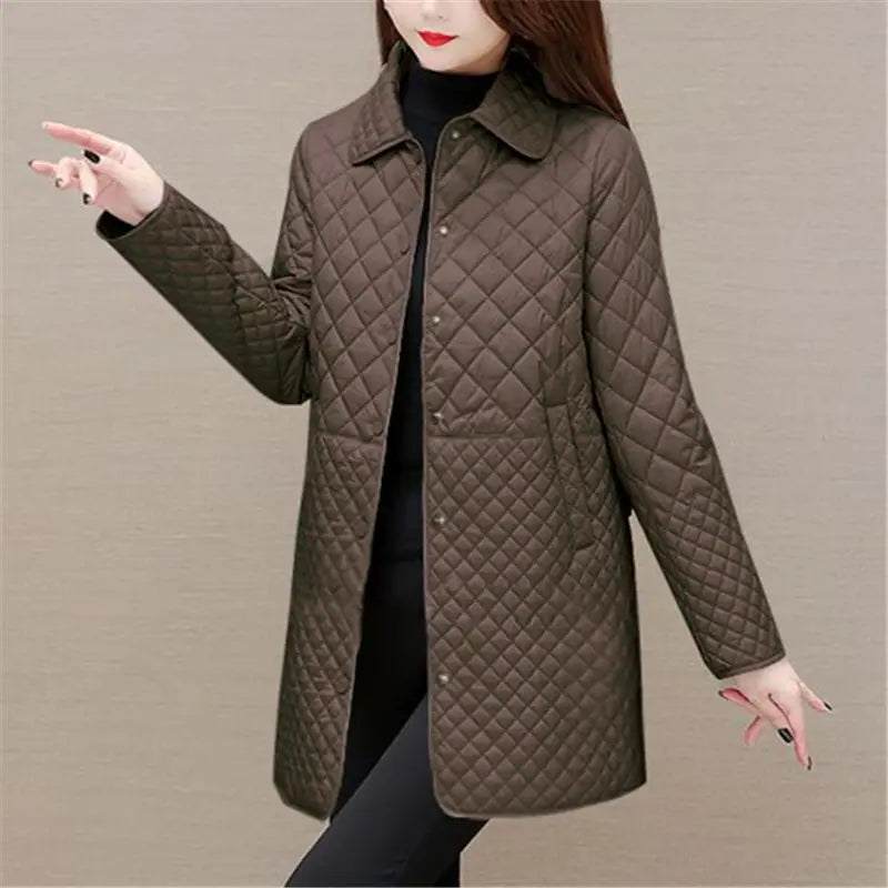 Women's winter checkered quilted jacket